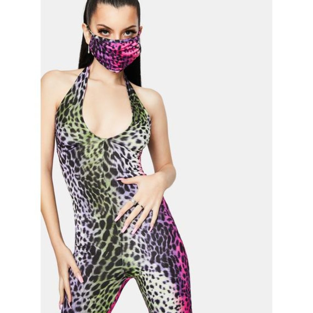 BELITA COLLECTION Leopard print jumpsuit LG &Mask